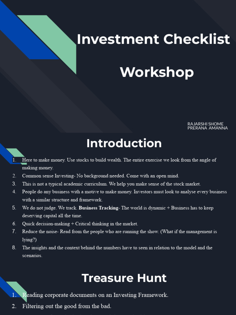 Stock Market Investment Checklist Guide | PDF