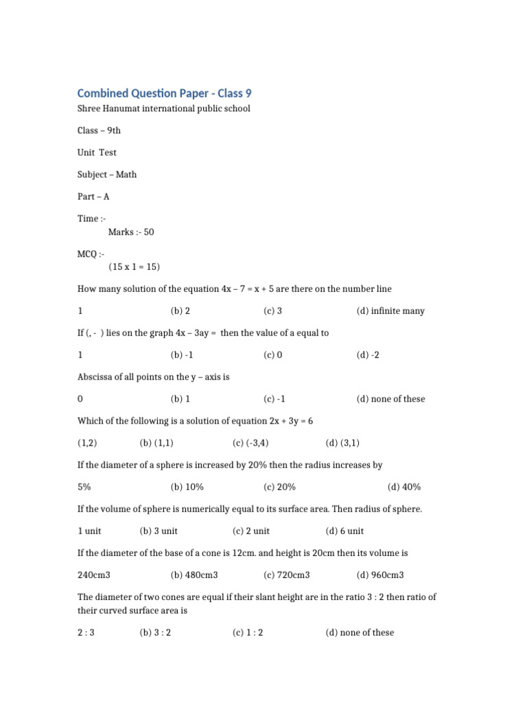 Combined 9A 9B With Extra | PDF | Sphere | Area