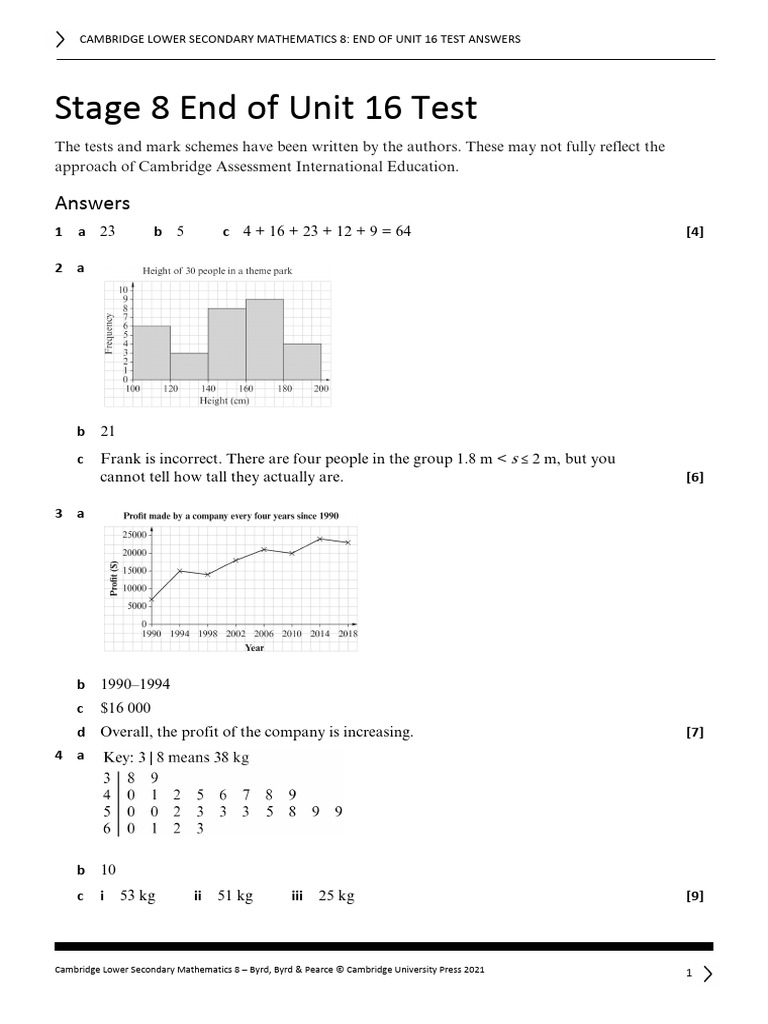 End of Unit 16 Test Answers | PDF