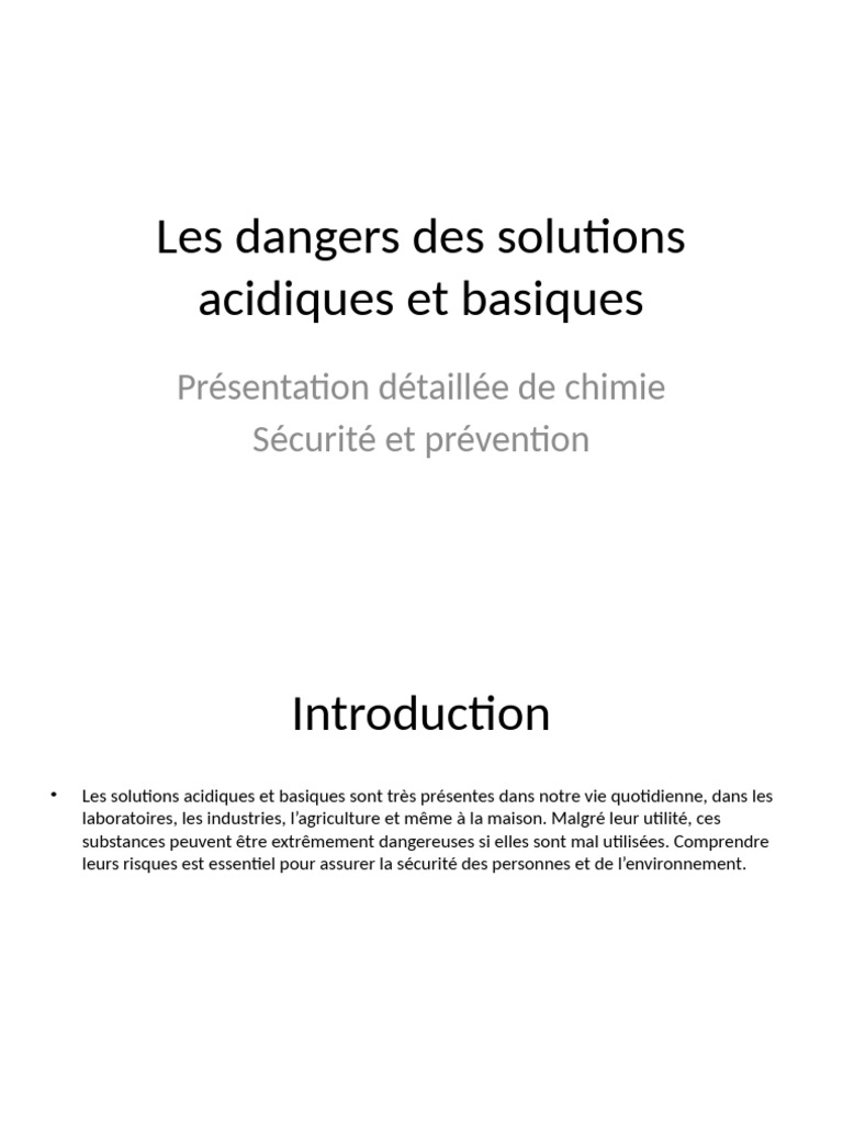 Dangers des solutions acides et basiques | PDF | Acide | Matériaux