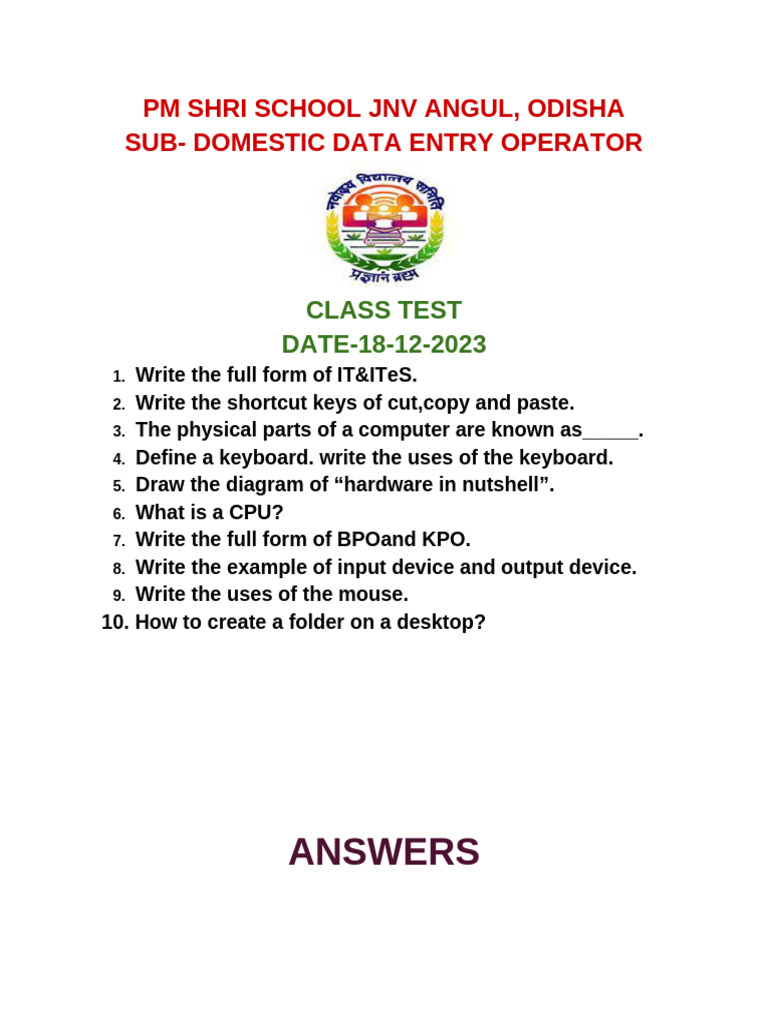 Class Test 1 | PDF