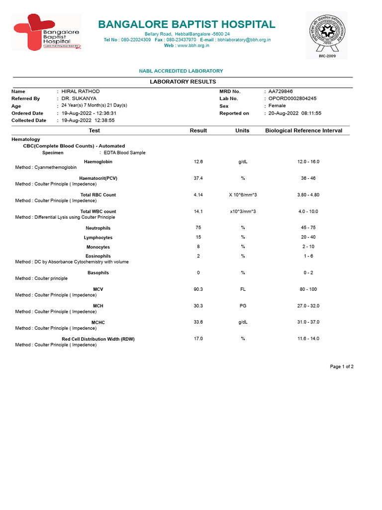 reportview (4) | PDF | Hematology | Blood