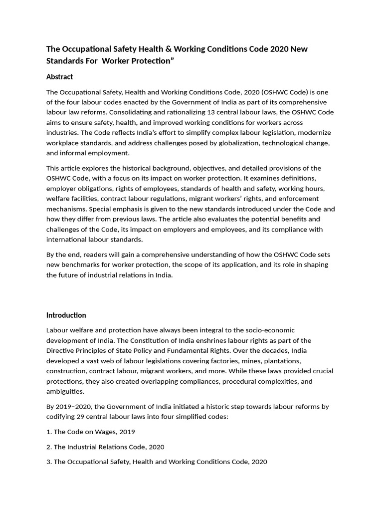 The Occupational Safety Health | PDF | Labour Law | Occupational Safety ...