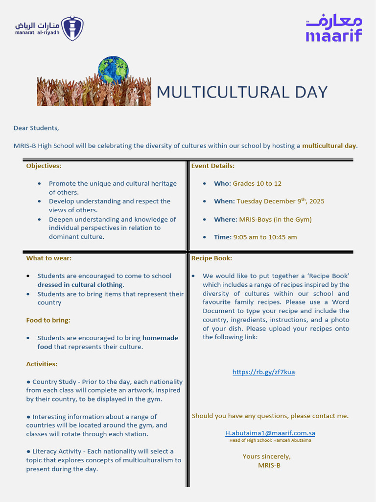 MRIS-B Multicultural Day 2025 Details | PDF | Human Communication