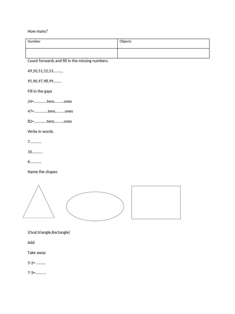Counting, Shapes, and Basic Math Skills | PDF