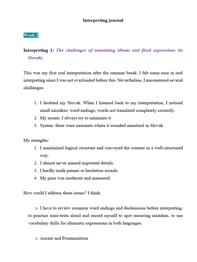 Interpreting Challenges and Strategies | PDF | English Language ...