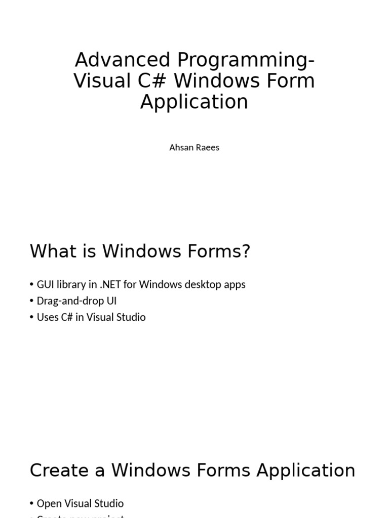 Create Windows Forms App in C# | PDF