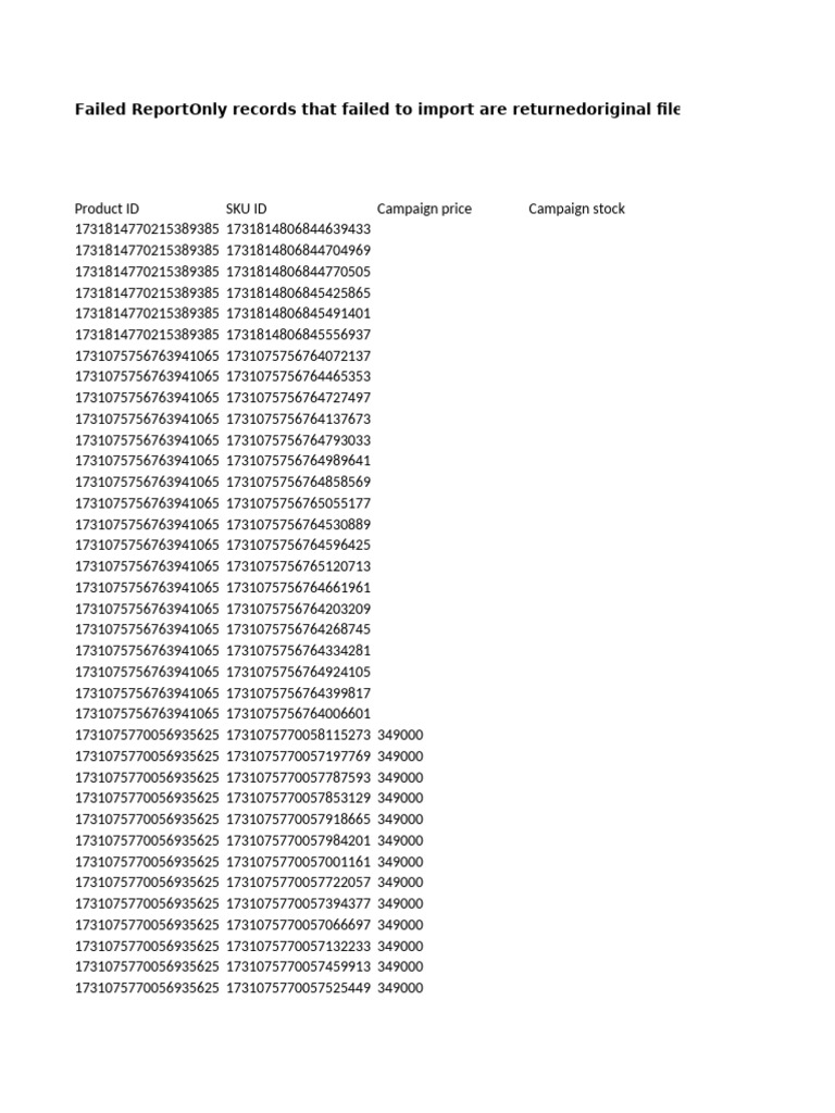 Failed Campaign Import Records | PDF