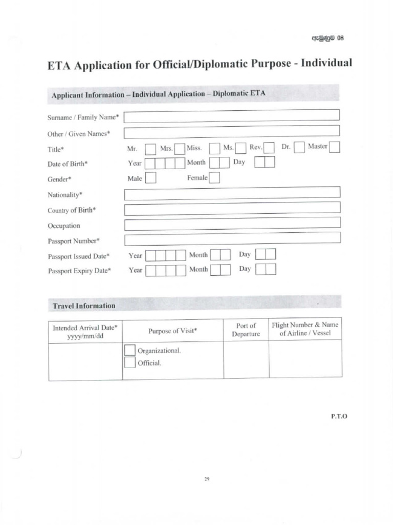 Diplomatic Visa Application Form | PDF