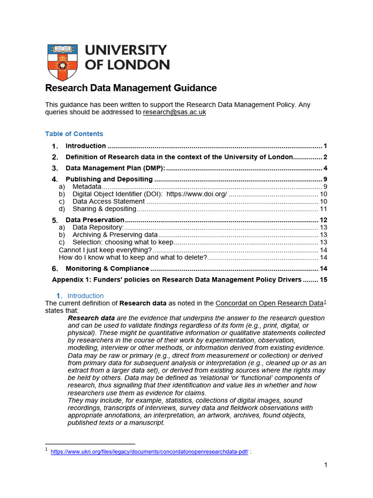 Research Data Management Guidance 2022 | PDF | Metadata | Data