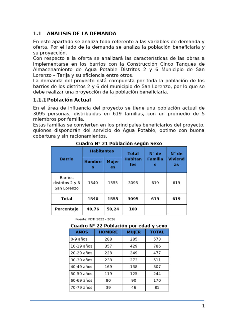 Análisis de Demanda Agua Potable San Lorenzo | PDF | Agua | Red de ...