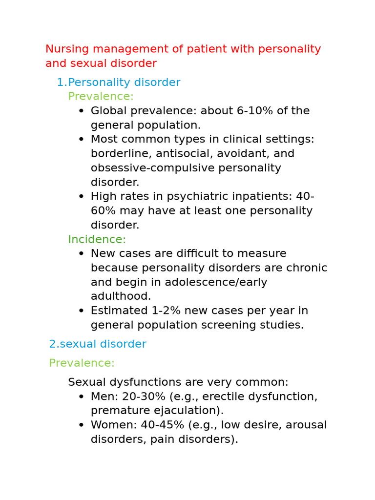Nursing Management of Personality Disorders | PDF | Personality ...