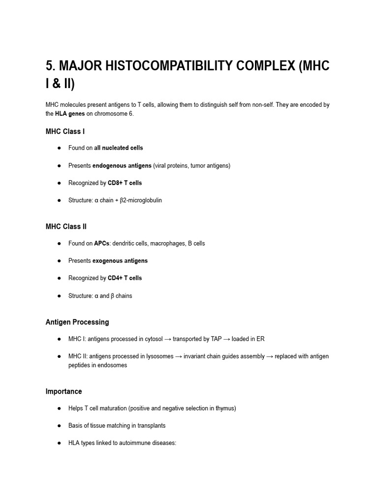 Immunology - Major Histocompatibility Complex | PDF