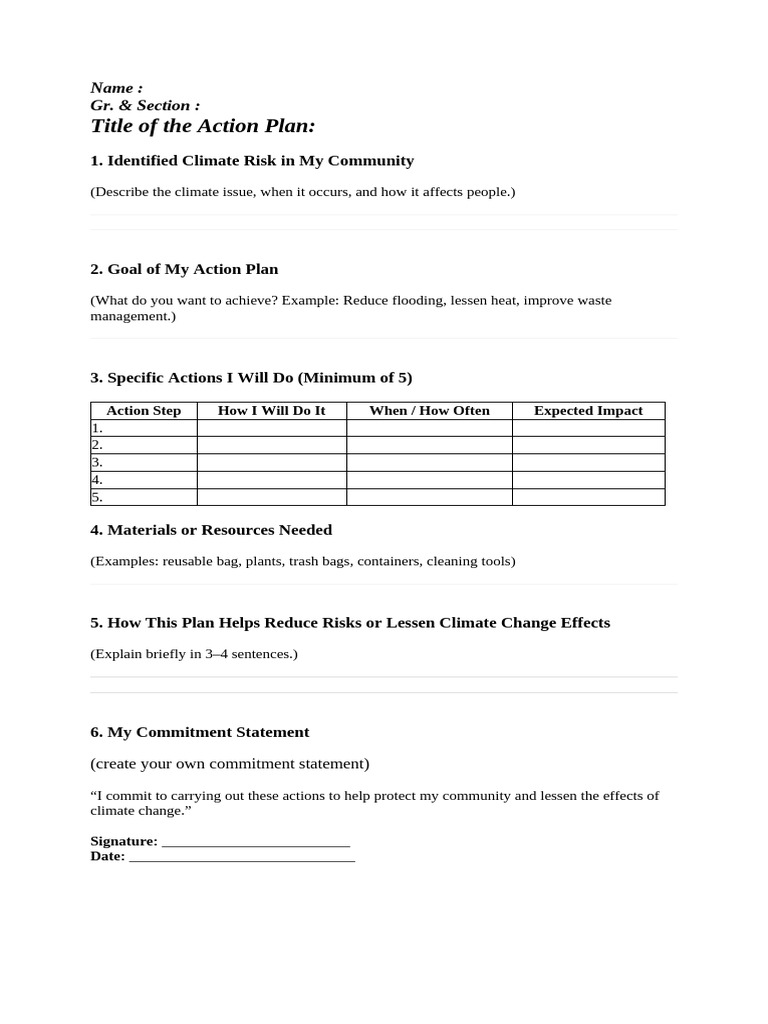 3rd Long Task - Individual Community Action Plan - Climate Action Risk ...