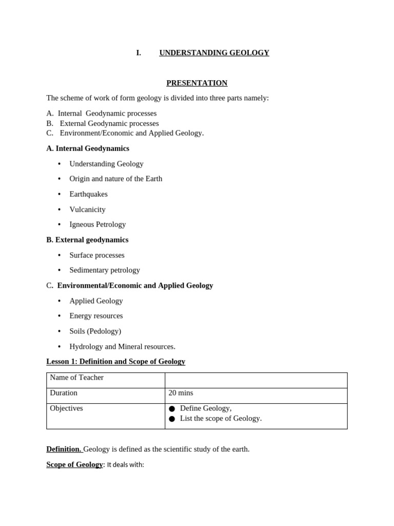 Geology Form Four | PDF | Geology | Earth Sciences