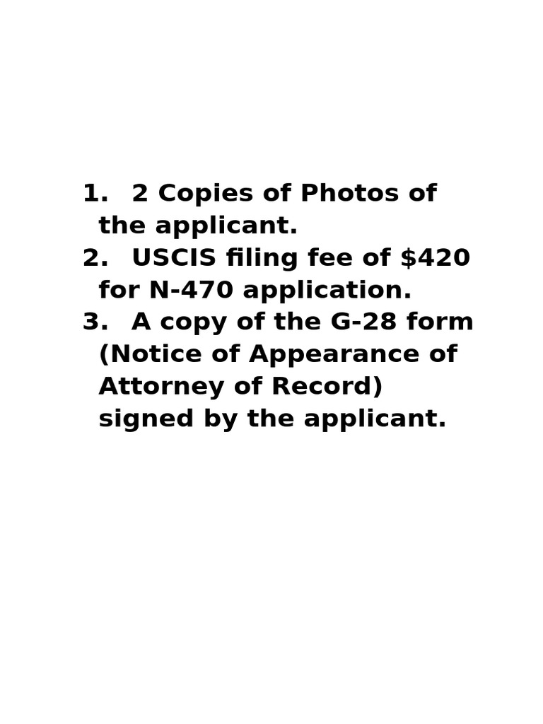 N-470 Application Document Checklist | PDF