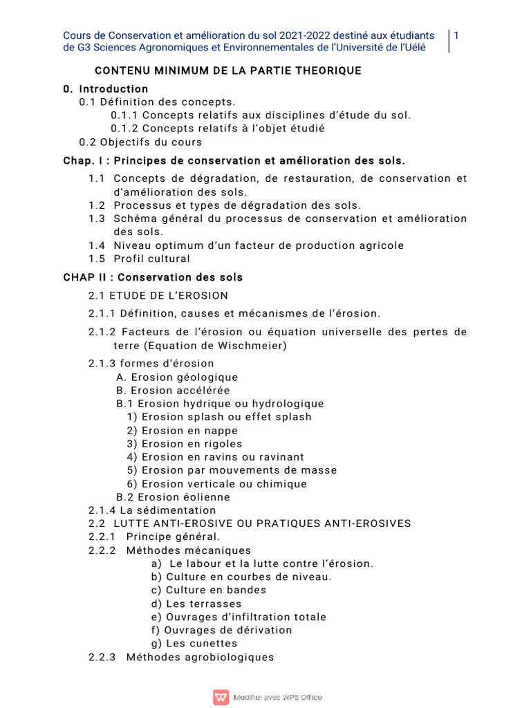 Conservation et Amélioration des Sols | PDF | Sol (pédologie ...
