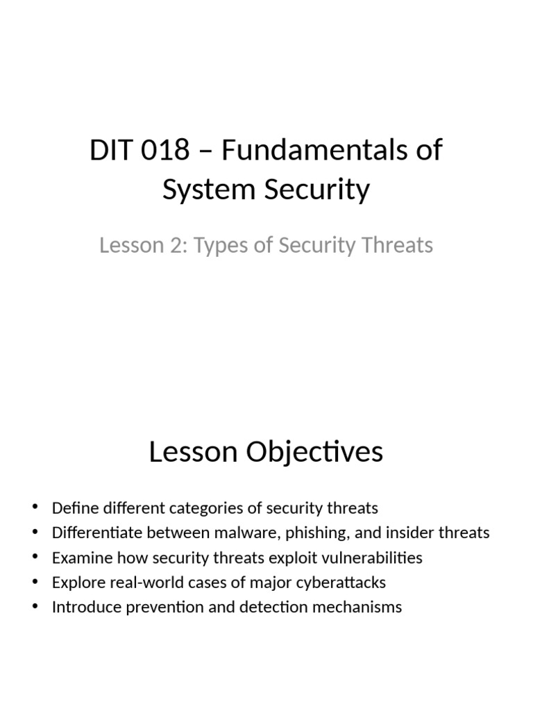 Types of Security Threats Explained | PDF | Malware | Security