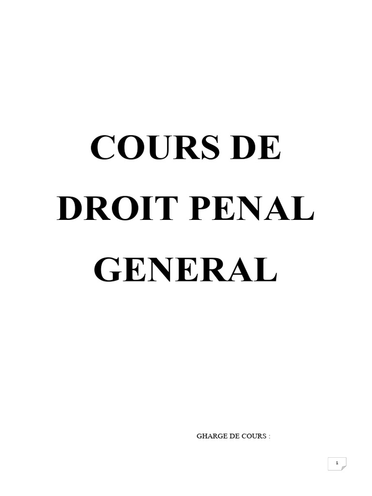 Introduction au Droit Pénal Général | PDF | Crimes | Crime et violence