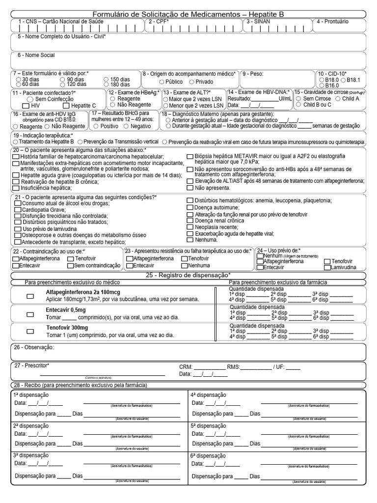 Formulário Medicamentos Hepatite B | PDF | Hepatite | Hepatite B