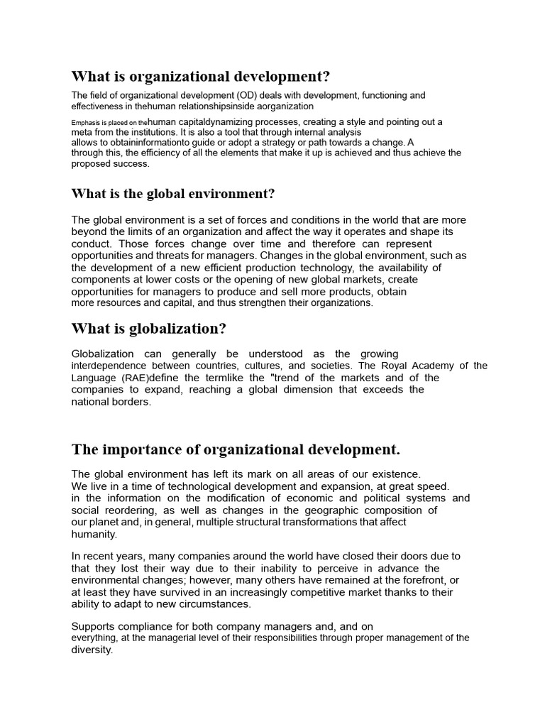 Organizational Development in Global Environments | PDF | Organization ...
