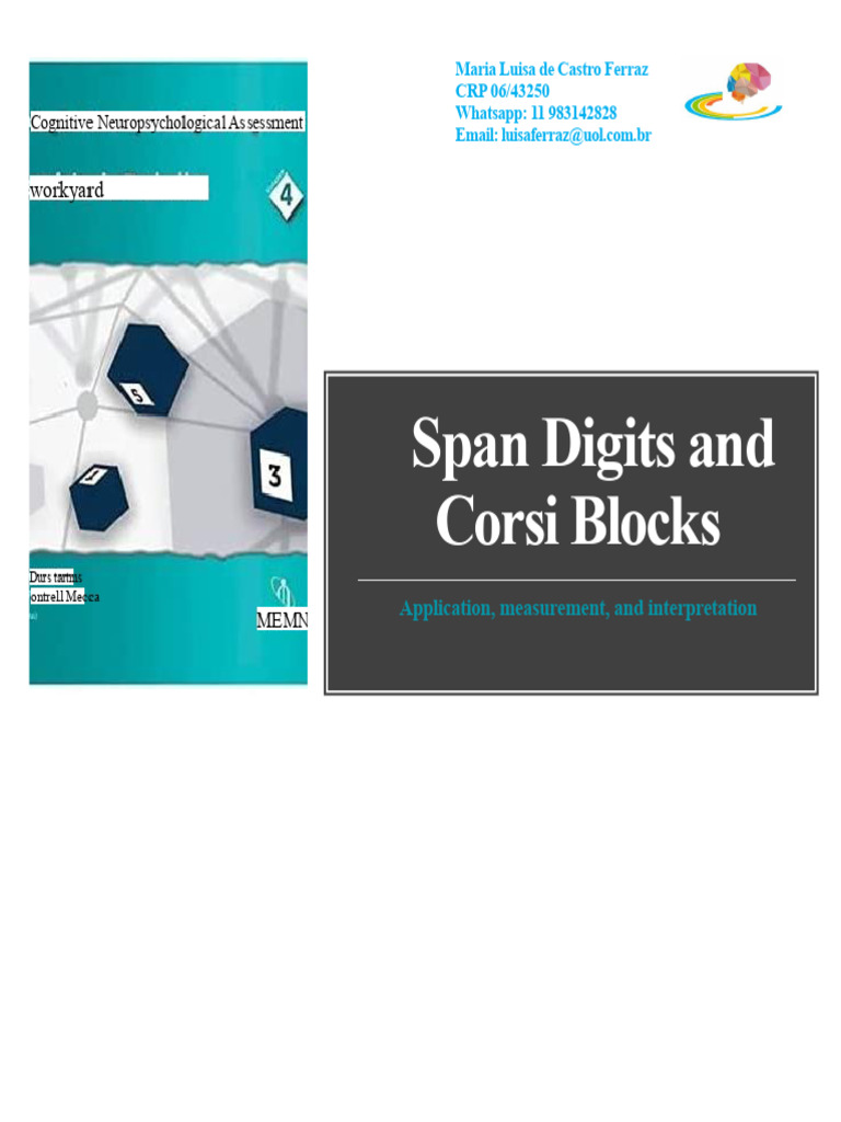 Span D gitos and Corsi Cubes 2 | PDF | Memory | Neuroscience