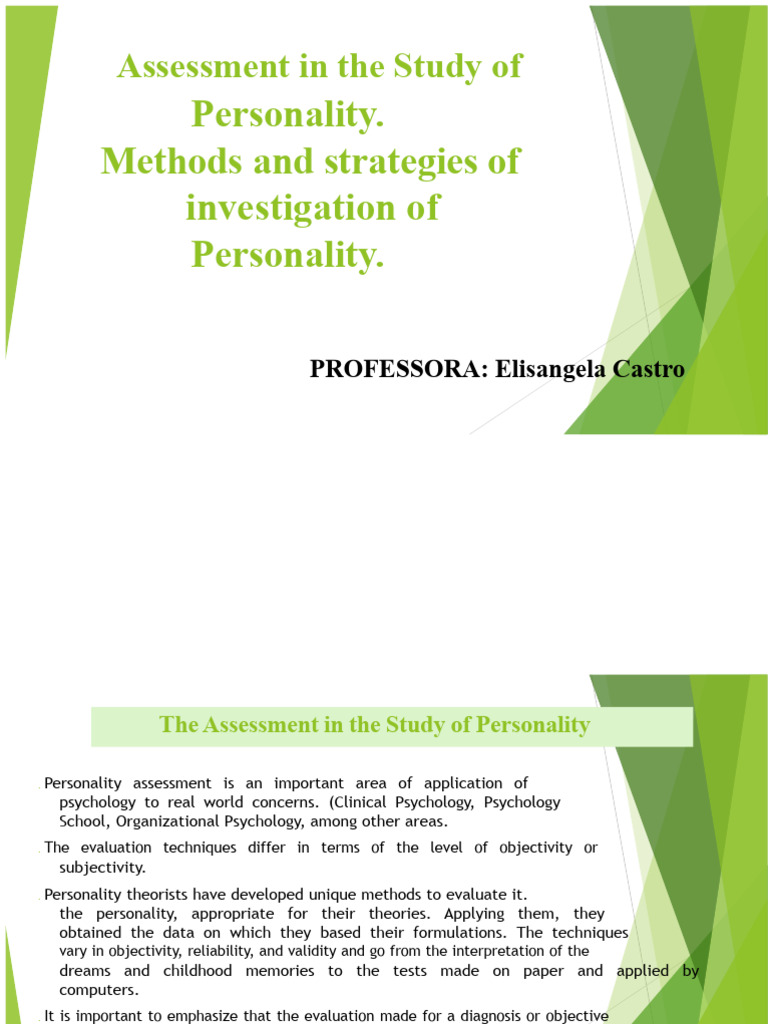 Methods of Personality Assessment Techniques | PDF | Psychology ...