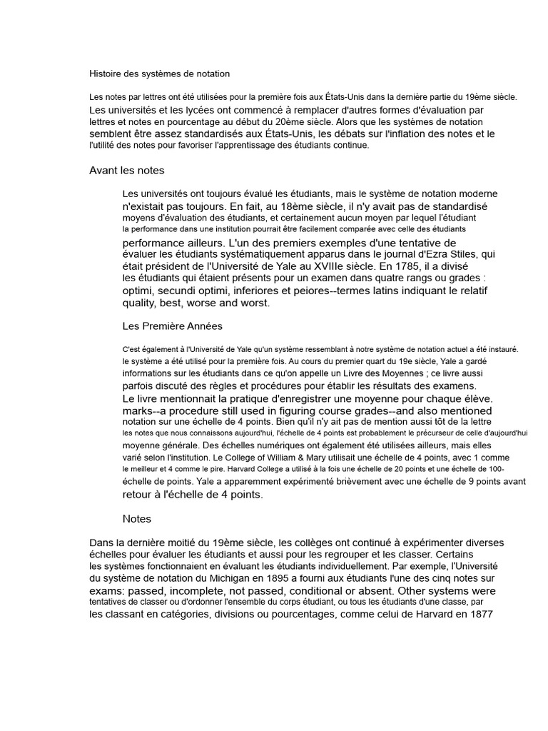 Évolution des systèmes de notation scolaire | PDF | Motivation | Motivant