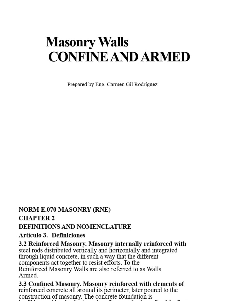 Confined and reinforced masonry walls | PDF | Masonry | Concrete