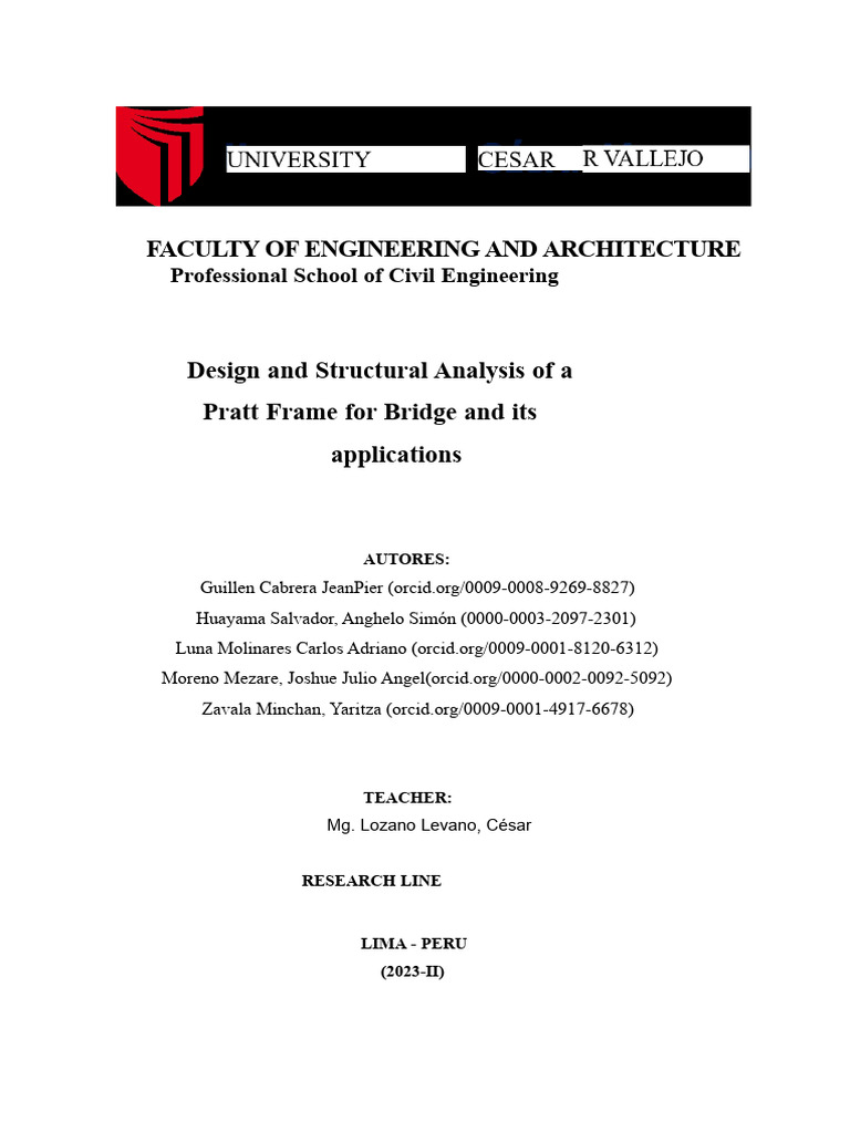 Pratt Frame Bridge Design Analysis | PDF | Truss | Wood