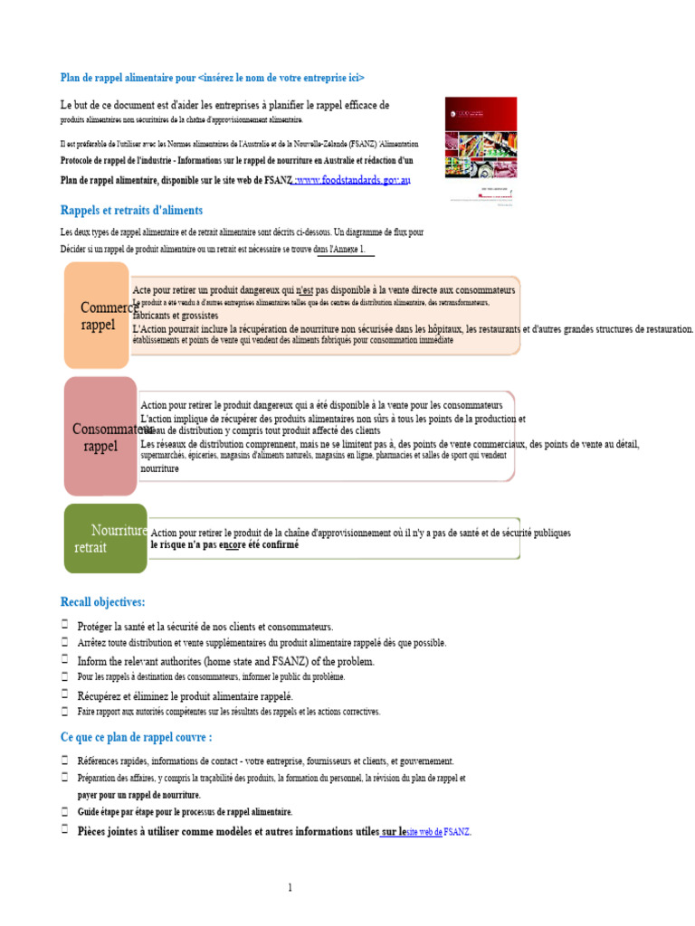 Plan de rappel alimentaire efficace | PDF | Nourritures | Sécurité
