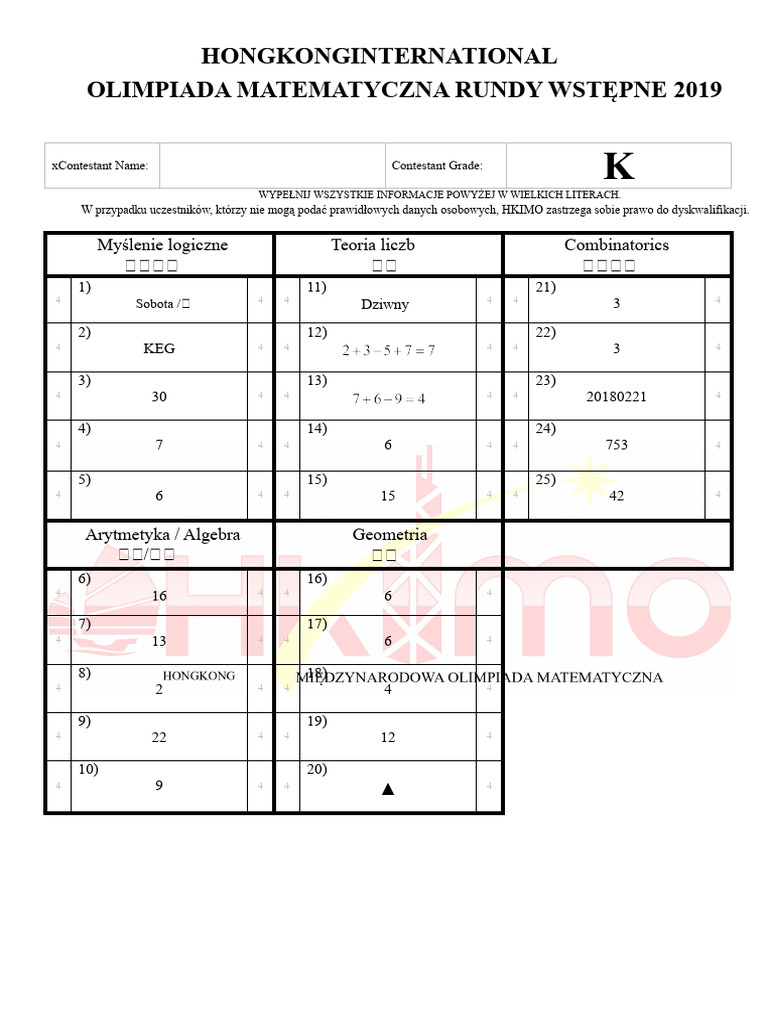 HKIMO-Heat PracticePaper Ans ALL | PDF