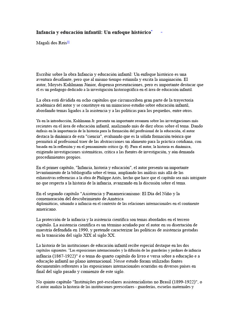 Historia de la educación infantil en Brasil | PDF | Educación de la ...