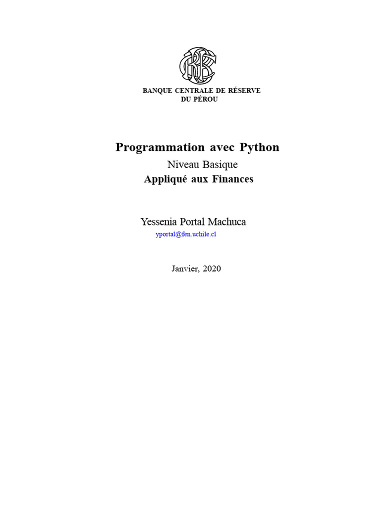 Introduction à Python pour Finances | PDF | Python (Langage de ...