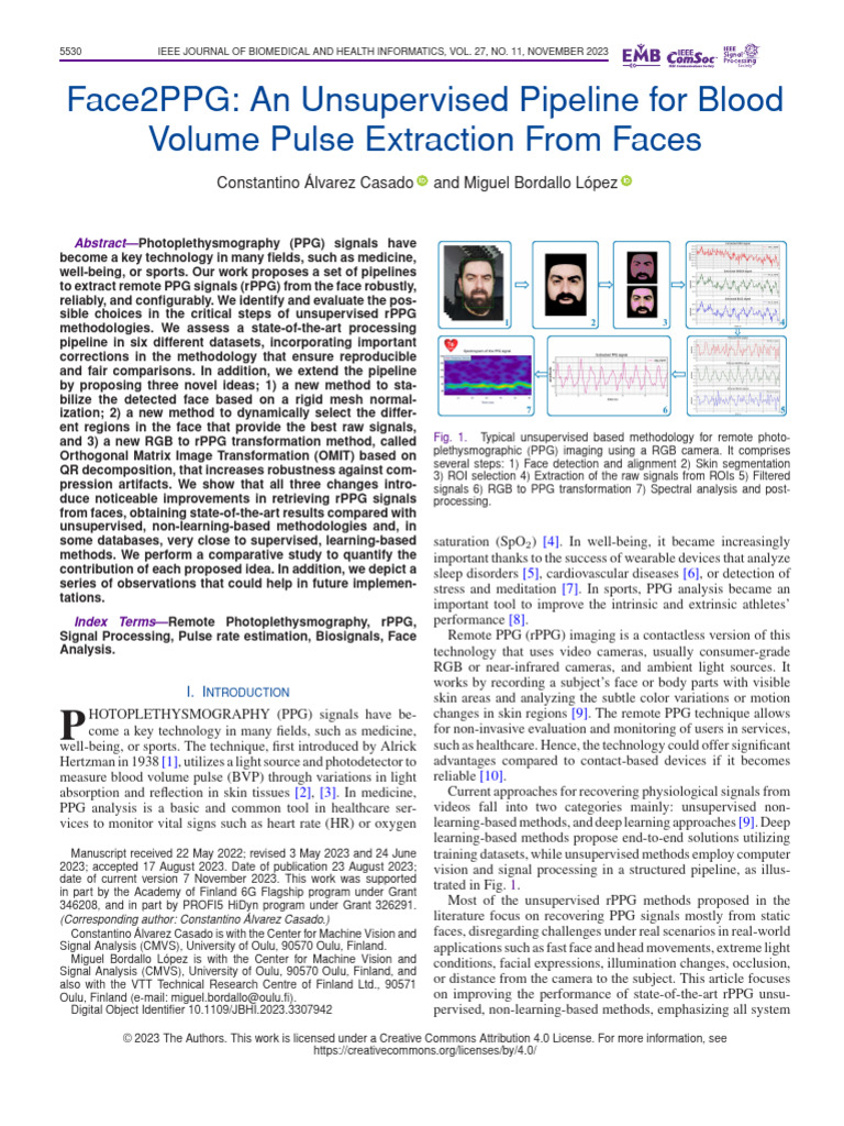 Face2PPG An Unsupervised Pipeline For Blood Volume Pulse Extraction ...