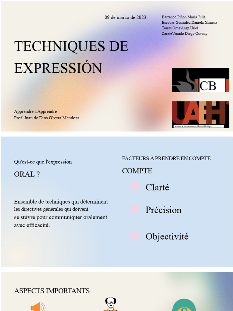 Techniques d'Expression Orale Efficaces | PDF