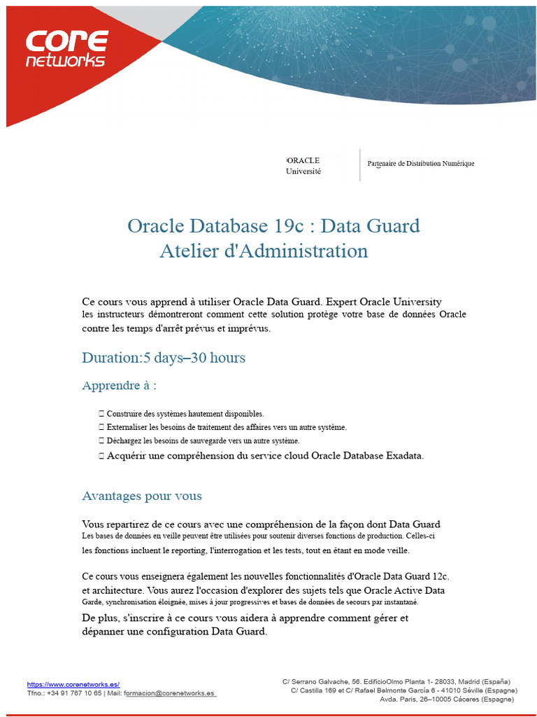 Formation Oracle Data Guard 19c | PDF | Base de données Oracle ...