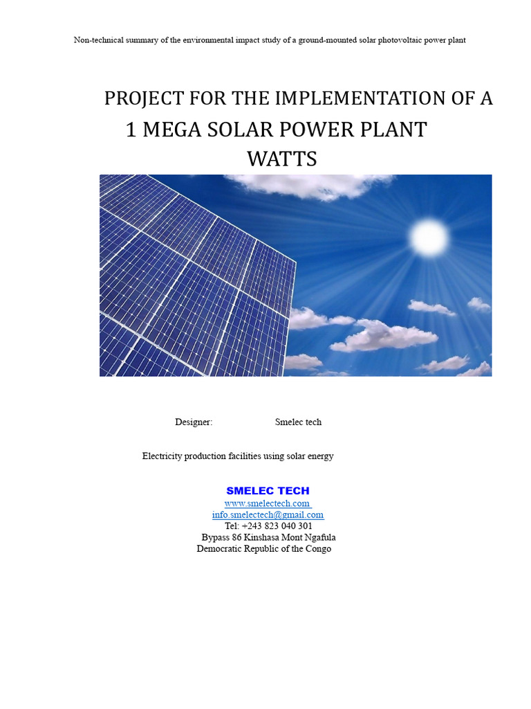Environmental Impact of Solar Power Plant | PDF | Photovoltaics | Watt
