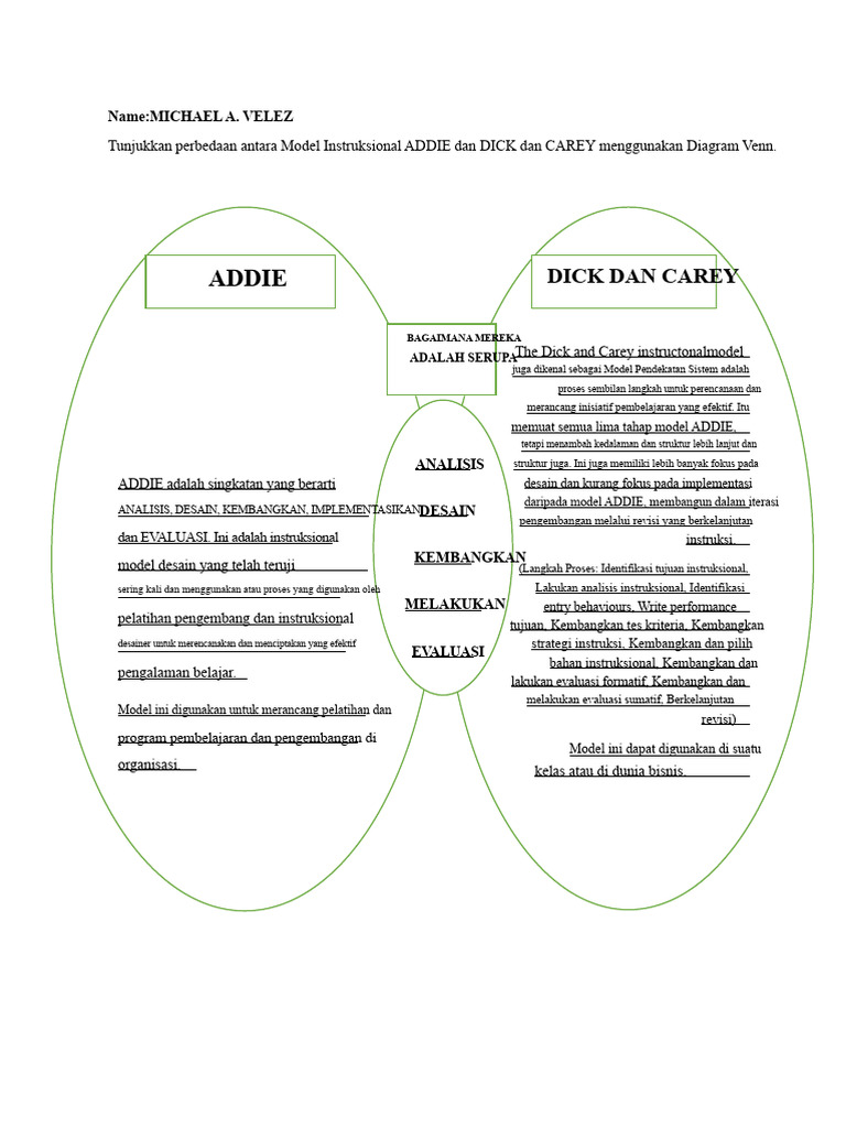 Perbandingan Model ADDIE dan Dick & Carey | PDF