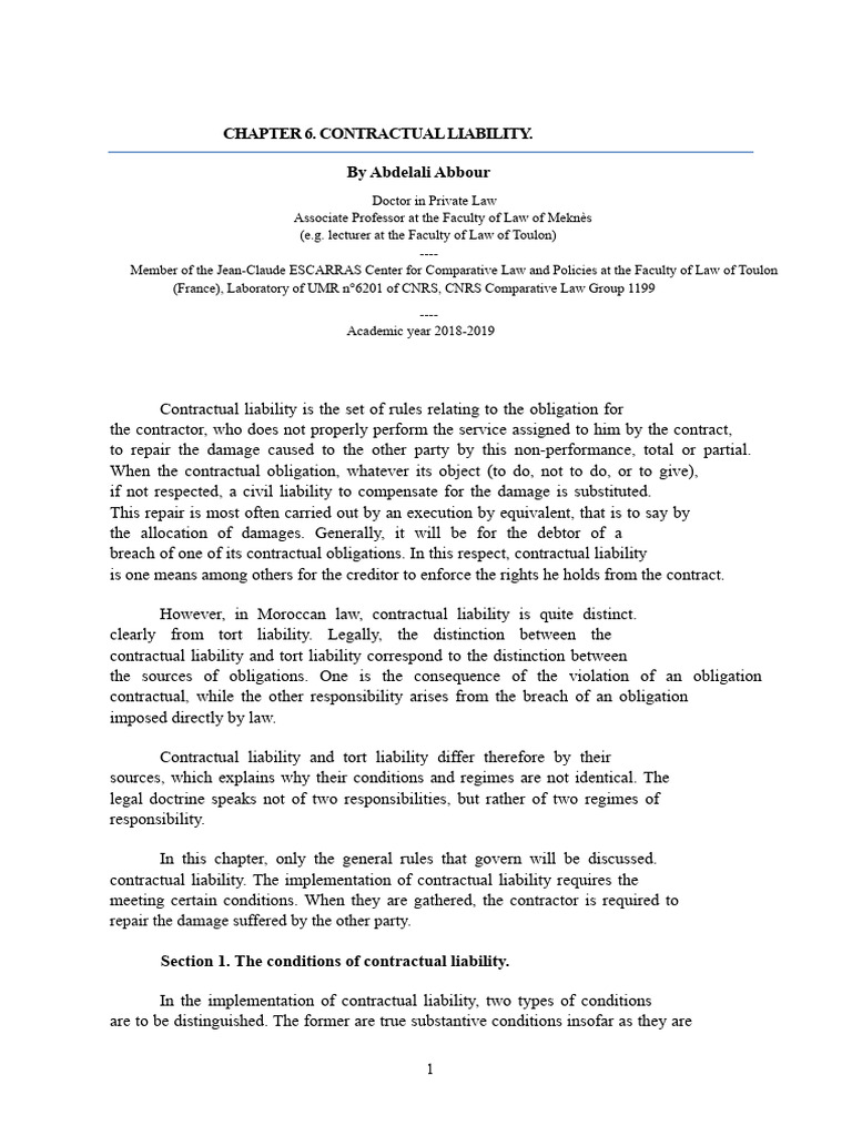 Understanding Contractual Liability in Law | PDF | Tort | Legal Liability