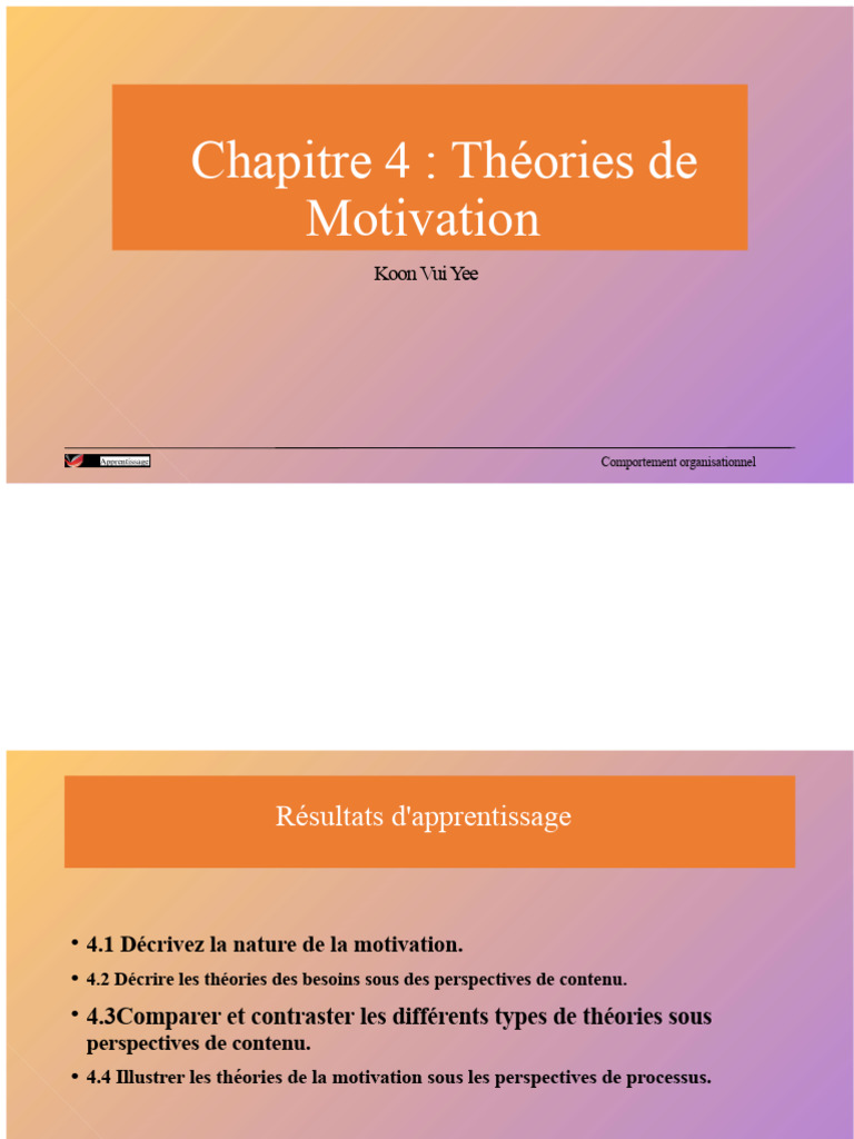 Théories de la Motivation au Travail | PDF | Motivant | Motivation