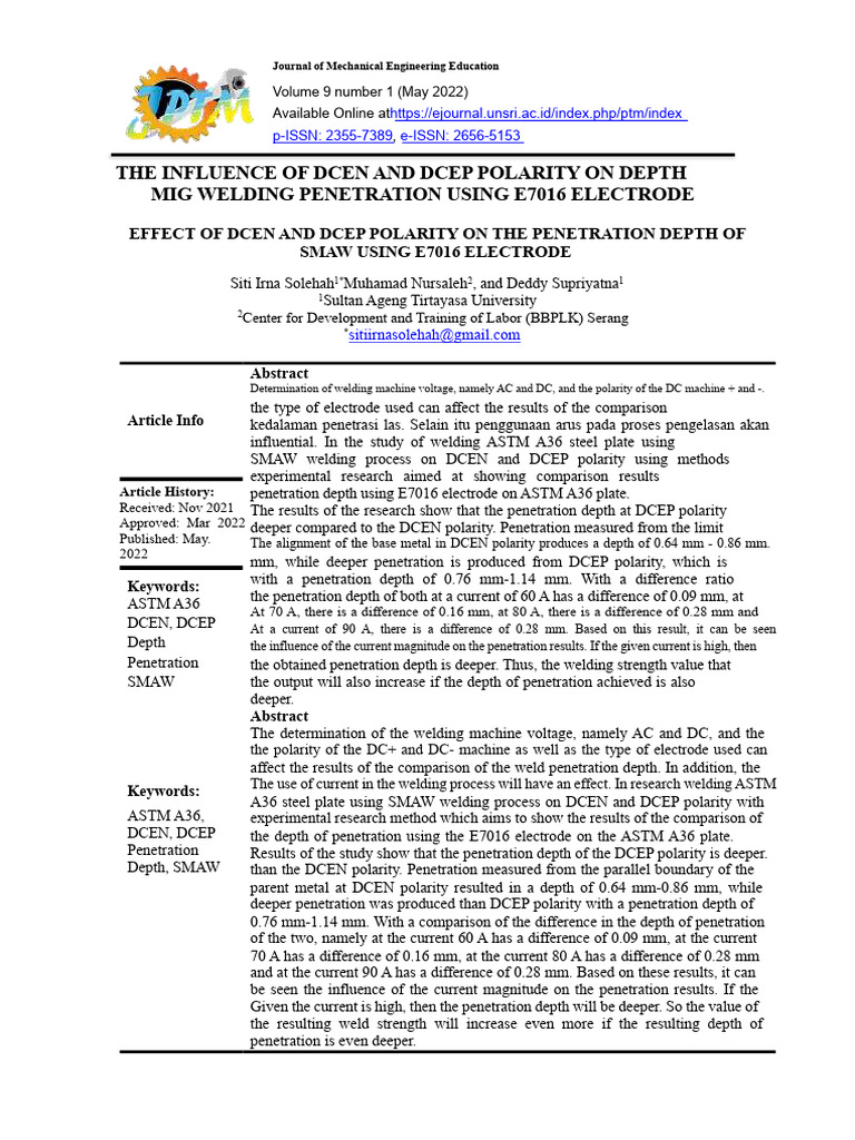 DCEN vs DCEP: MIG Welding Penetration Depth | PDF | Nondestructive ...