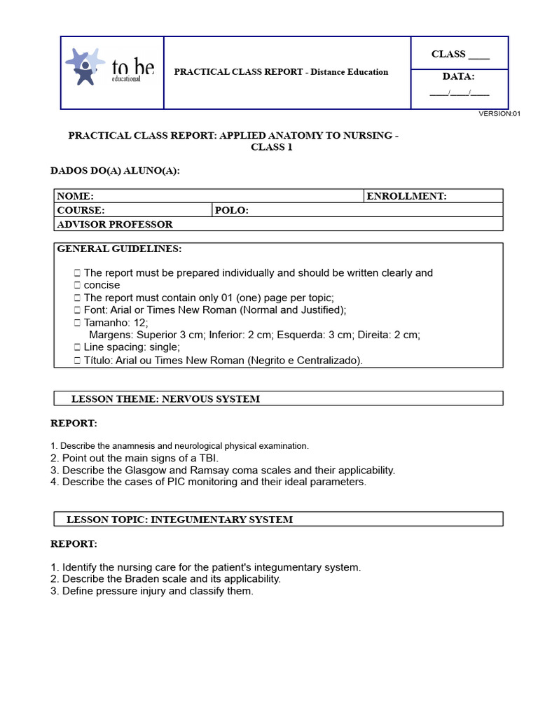 Practical Class Report: Nursing Anatomy | PDF | Clinical Medicine ...