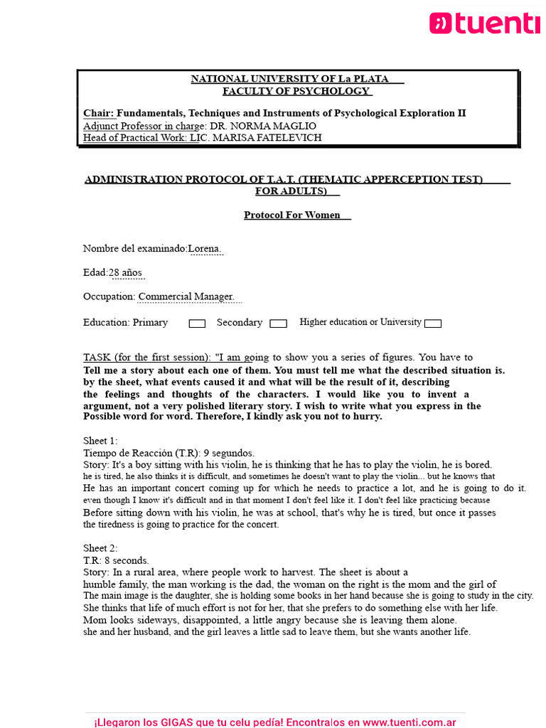 PROTOCOL OF THE T.A.T. Women 2018 | PDF