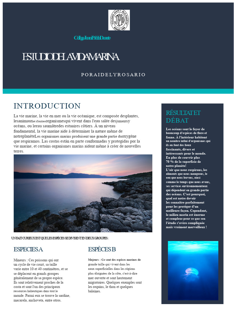 Étude de la Vie Marine et Écosystèmes PDF Biologie marine Mer — free download