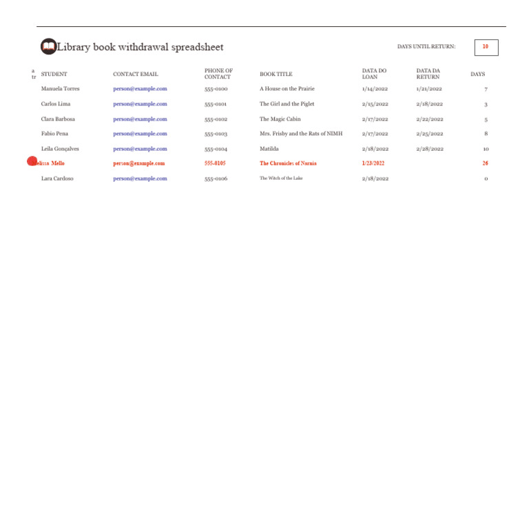 Library Book Withdrawal Tracker | PDF