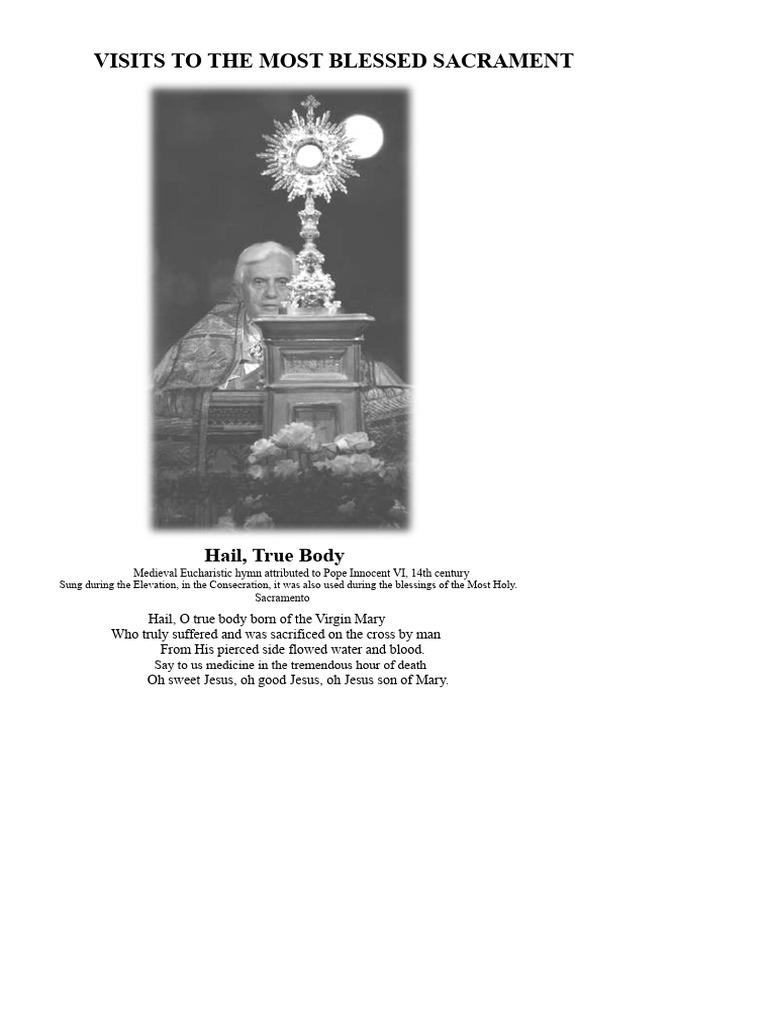 Visits to the Most Holy Sacrament | PDF | Eucharist | Mary, Mother Of Jesus