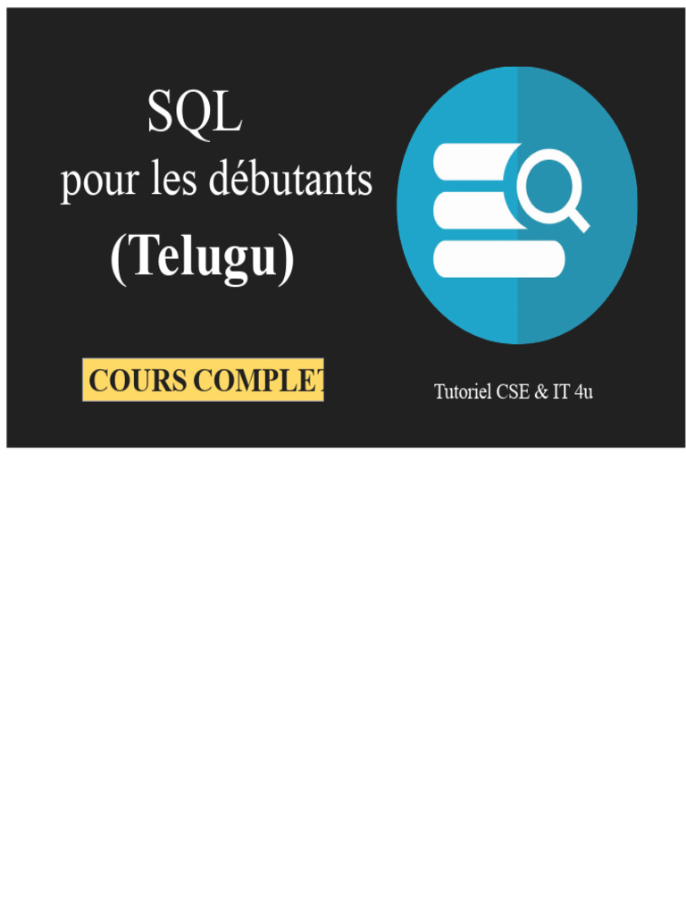 Cours SQL Complet pour Débutants en Telugu | PDF | SQL | Bases de données