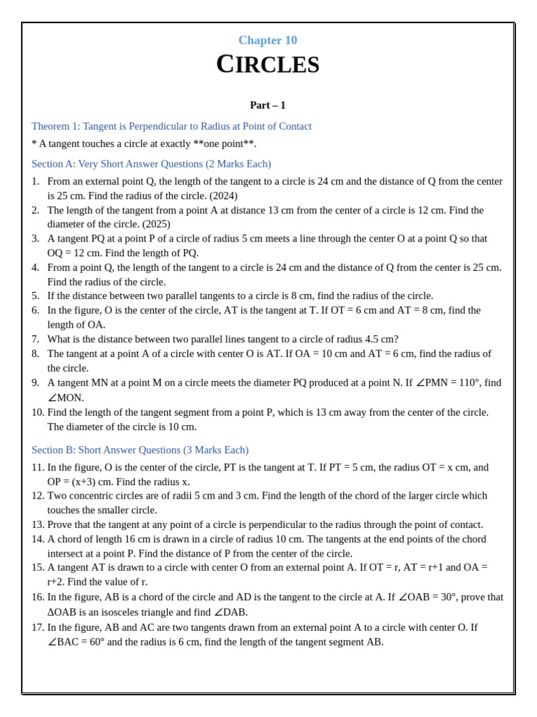 Circles | PDF | Circle | Perpendicular