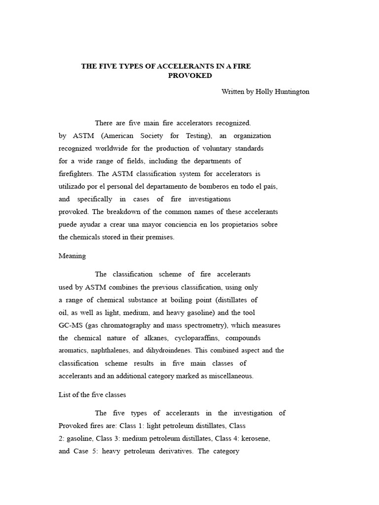 Five Types of Fire Accelerants Explained | PDF | Kerosene | Hydrocarbons